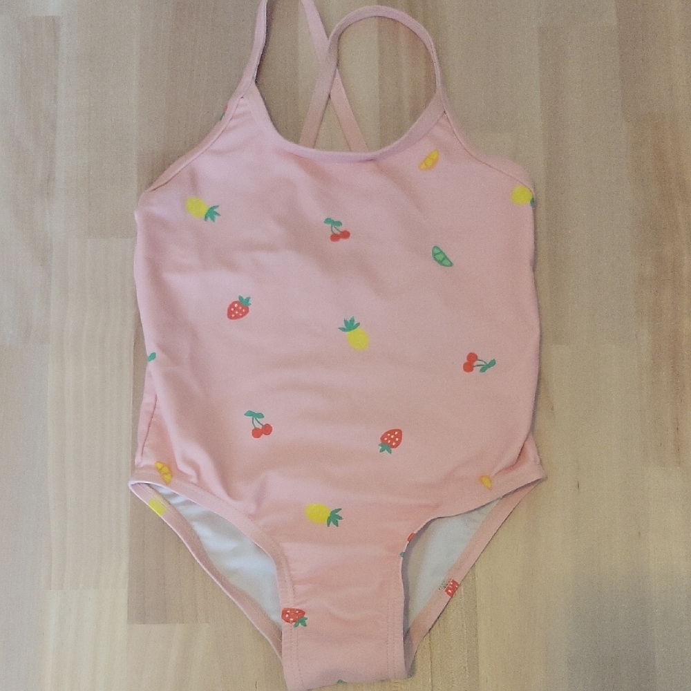 Old Navy Pink Kids One-Piece Swimsuit with Fruit Print